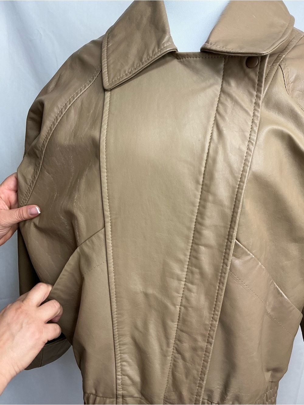 2090 - Danier Taupe Leather Jacket with Rose Lining - Picture 9 of 11